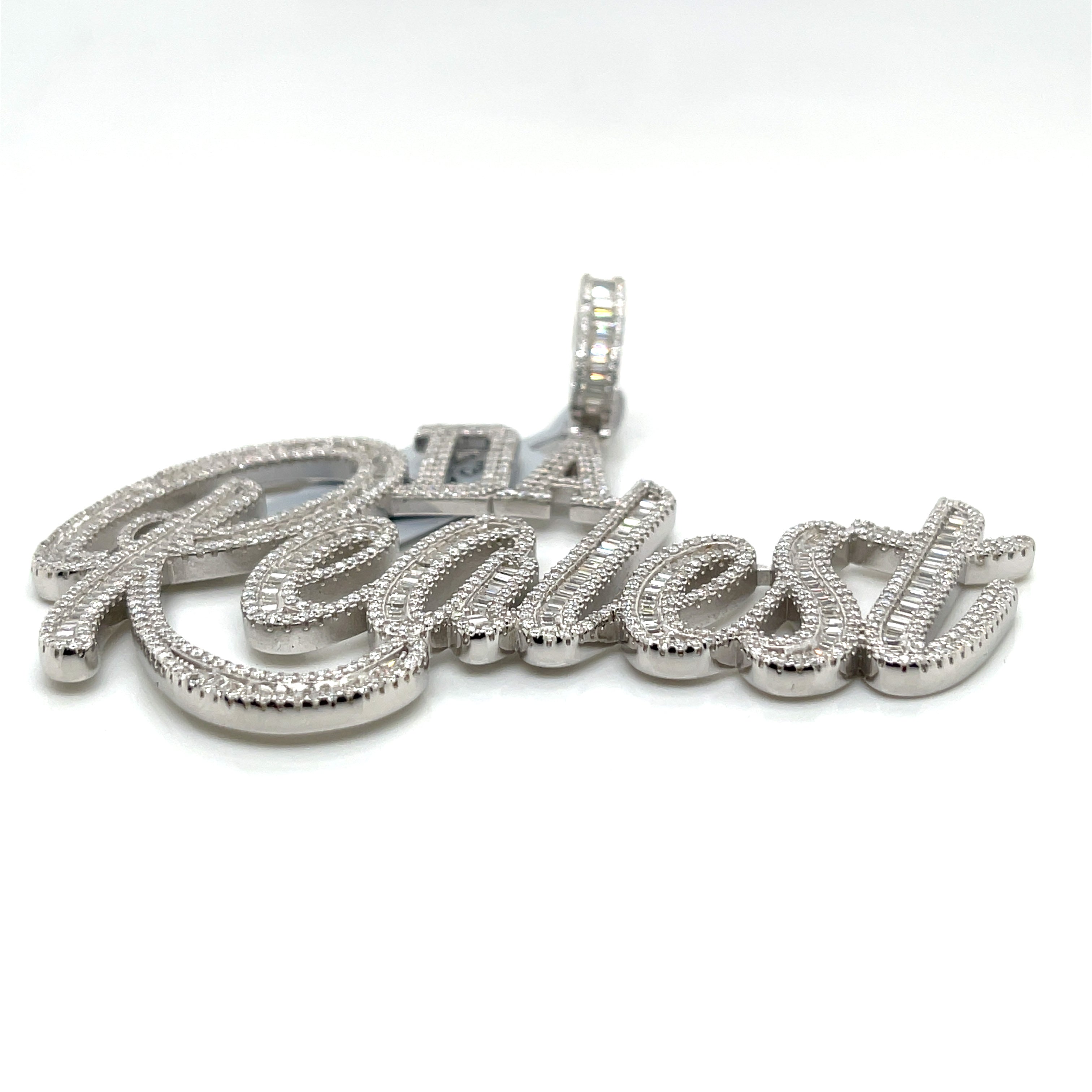 Silver Moissanite Da Realest Pendant