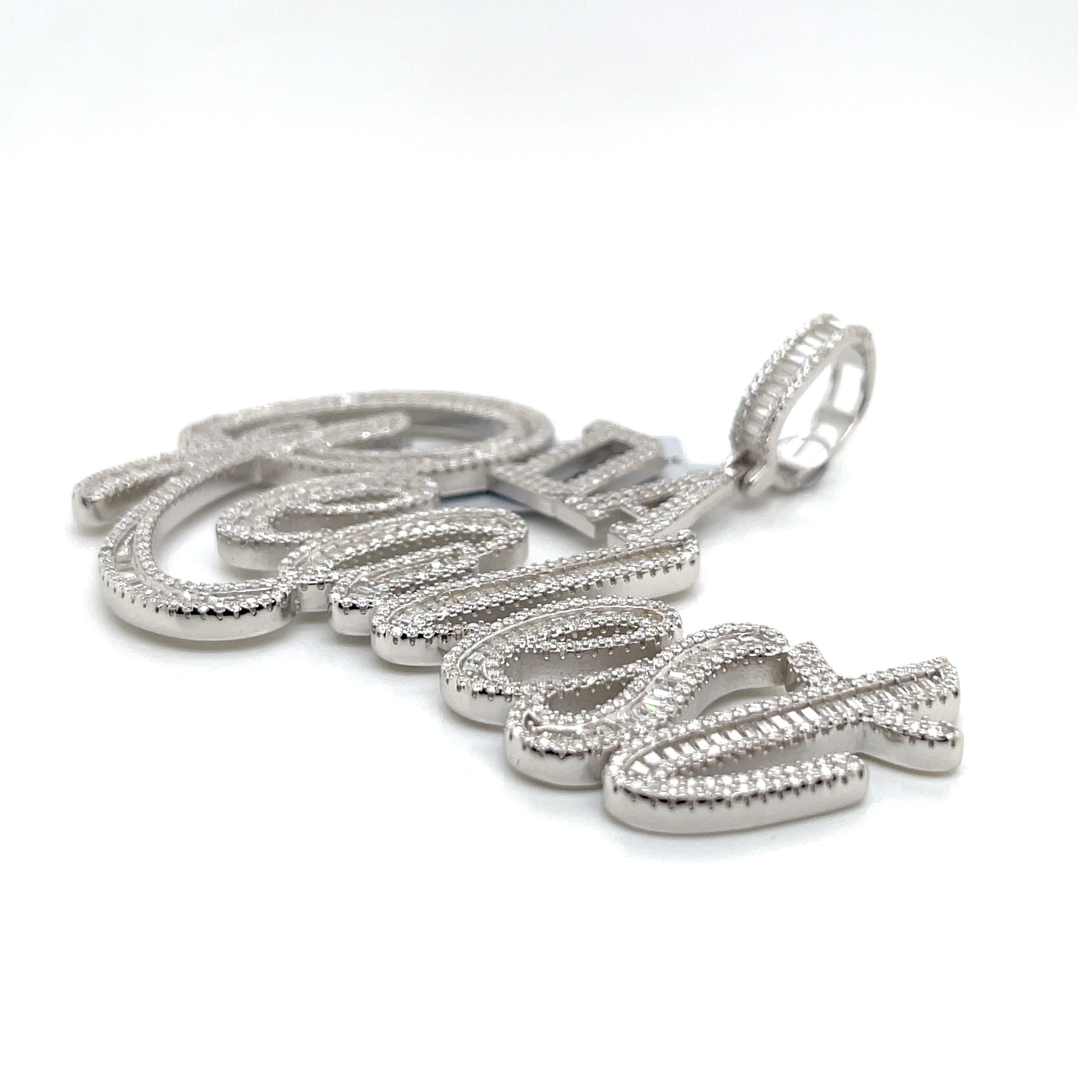 Silver Moissanite Da Realest Pendant