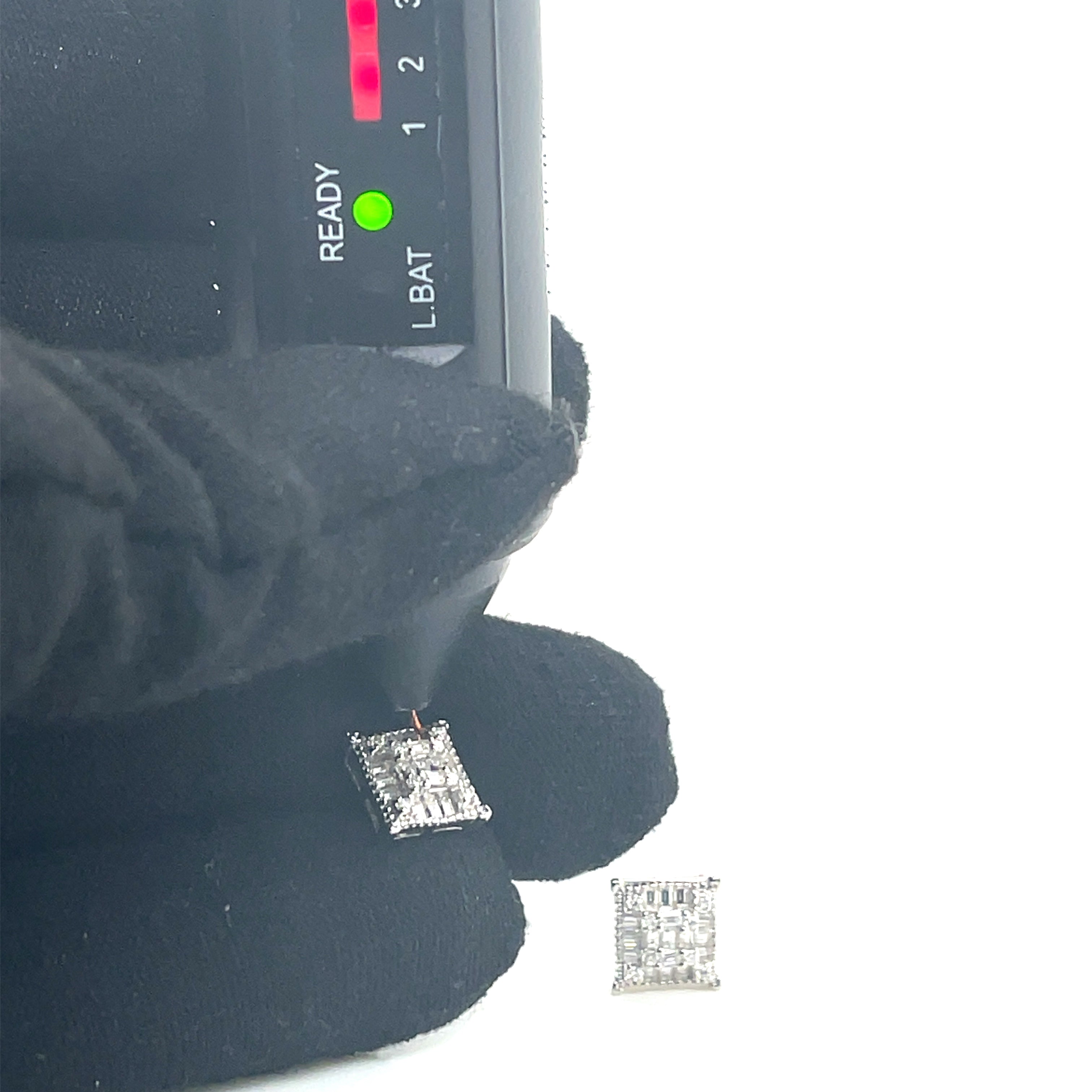 Square Silver and Moissanite Stud Earrings