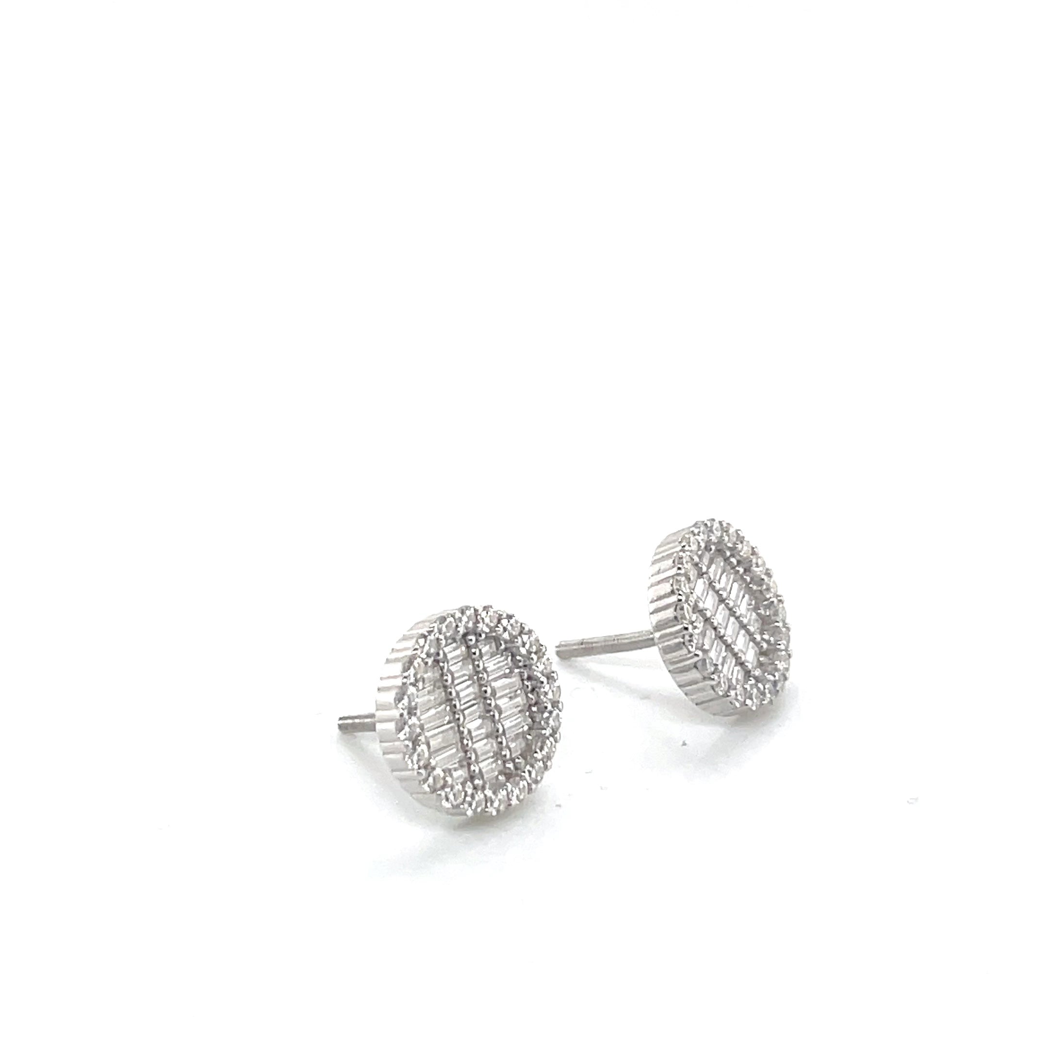 Round Silver and Moissanite Stud Earrings