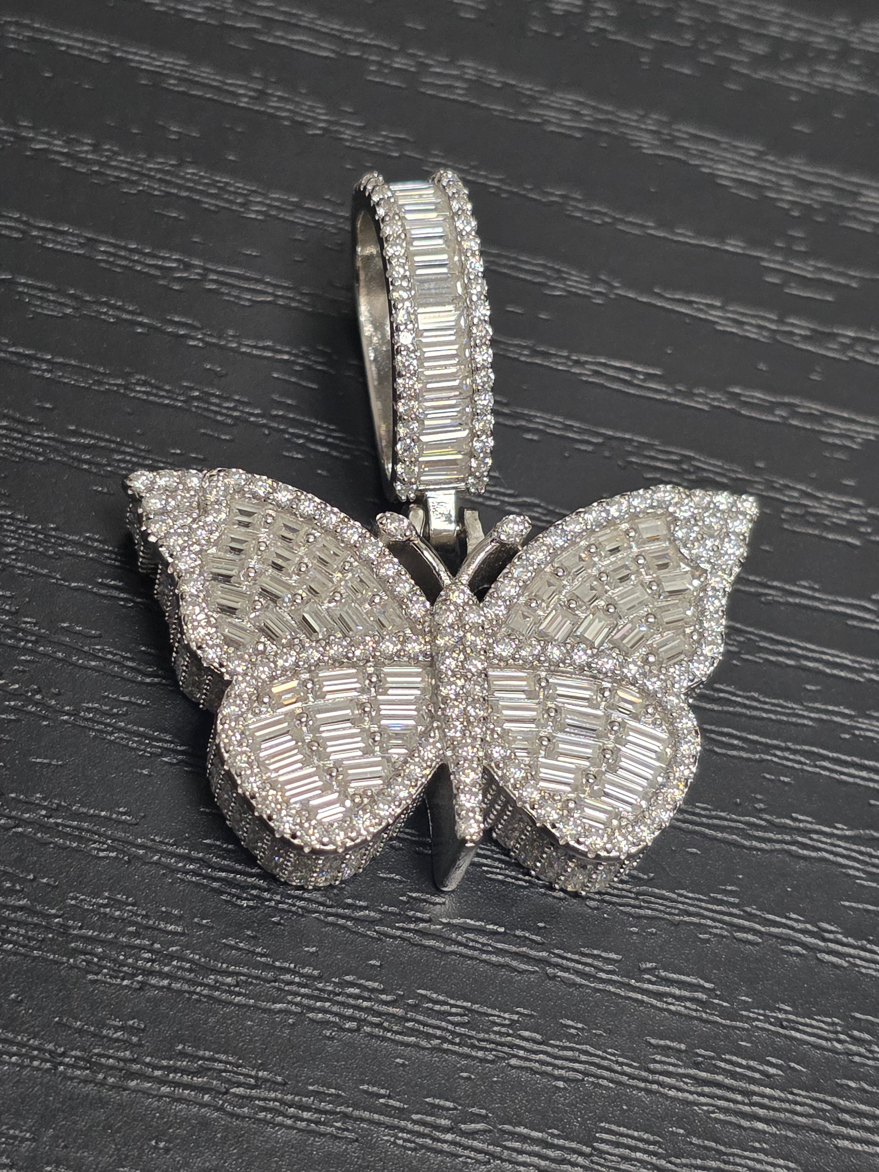 Silver Moissanite Butterfly Pendant