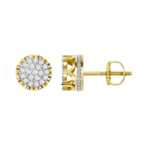 MEN'S EARRINGS 1/2 CT ROUND DIAMOND 10K YELLOW GOLD