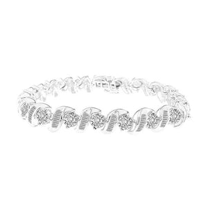 LADIES BRACELET 5 CT ROUND/BAGUETTE DIAMOND 10K WHITE GOLD