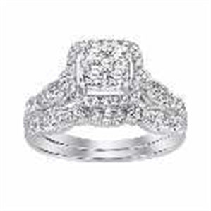 LADIES BRIDAL RING 1/2 CT ROUND DIAMOND 10K WHITE GOLD