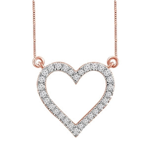 LADIES NECKLACE 1/6 CT ROUND DIAMOND 10K ROSE GOLD