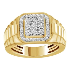 MEN'S RING 1/2 CT ROUND DIAMOND 10K YELLOW GOLD