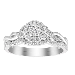 LADIES BRIDAL RING SET 1/3 CT ROUND DIAMOND 10K YELLOW GOLD