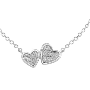 LADIES NECKLACE 1/10 CT ROUND DIAMOND 10K WHITE GOLD