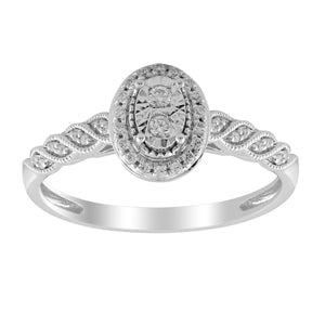 LADIES ENGAGEMENT RING 1/10 CT ROUND DIAMOND 10K WHITE GOLD