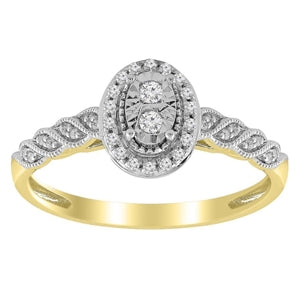 LADIES ENGAGEMENT RING 1/10 CT ROUND DIAMOND 10K YELLOW GOLD