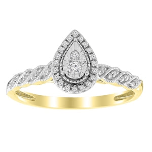 LADIES ENGAGEMENT RING 1/10 CT ROUND DIAMOND 10K YELLOW GOLD