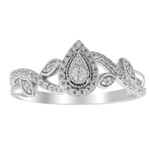 LADIES ENGAGEMENT RING 1/4 CT ROUND DIAMOND 10K WHITE GOLD
