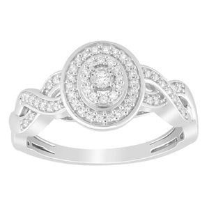 LADIES ENGAGEMENT RING 1/6 CT ROUND DIAMOND 10K WHITE GOLD
