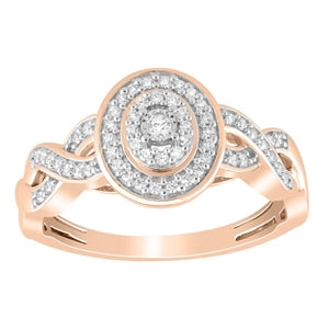 LADIES ENGAGEMENT RING 1/6 CT ROUND DIAMOND 10K ROSE GOLD
