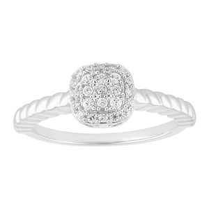 LADIES ENGAGEMENT RING 1/6 CT ROUND DIAMOND 10K WHITE GOLD