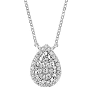 LADIES NECKLACE 1/5 CT ROUND DIAMOND 10K WHITE GOLD