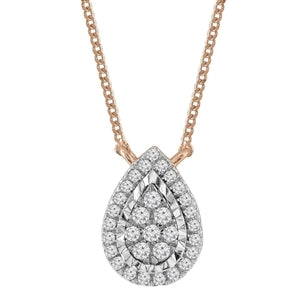 LADIES NECKLACE 1/5 CT ROUND DIAMOND 10K ROSE GOLD