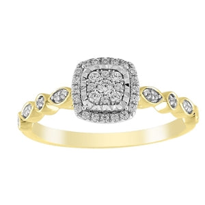 LADIES ENGAGEMENT RING 1/5 CT ROUND DIAMOND 10K YELLOW GOLD