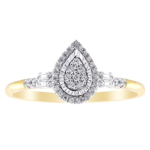 LADIES ENGAGEMENT RING 1/5 CT ROUND DIAMOND 10K YELLOW GOLD