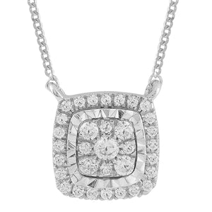 LADIES NECKLACE 1/5 CT ROUND DIAMOND 10K WHITE GOLD