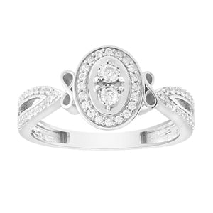LADIES ENGAGEMENT RING 1/4 CT ROUND DIAMOND 10K WHITE GOLD
