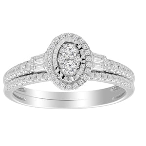 LADIES BRIDAL RING SET 1/2 CT ROUND/BAGUETTE DIAMOND 10K YELLOW GOLD