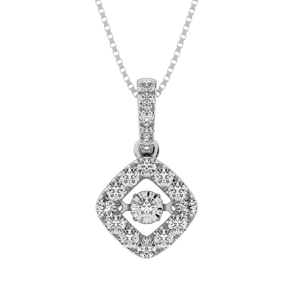 14K White Gold 3/4 Ct.Tw.Diamond Moving Diamond Pendant