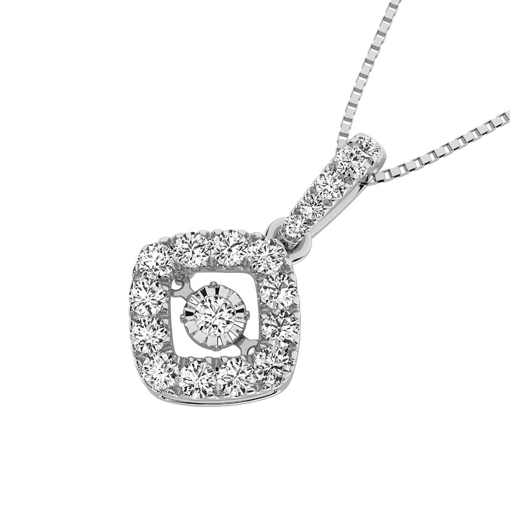 14K White Gold 3/4 Ct.Tw.Diamond Moving Diamond Pendant
