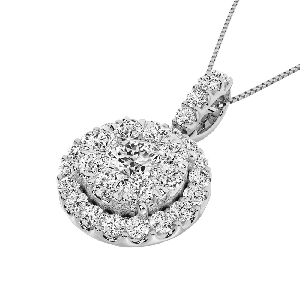 14K White Gold 1 1/2 Ctw Diamond Fashion Pendant