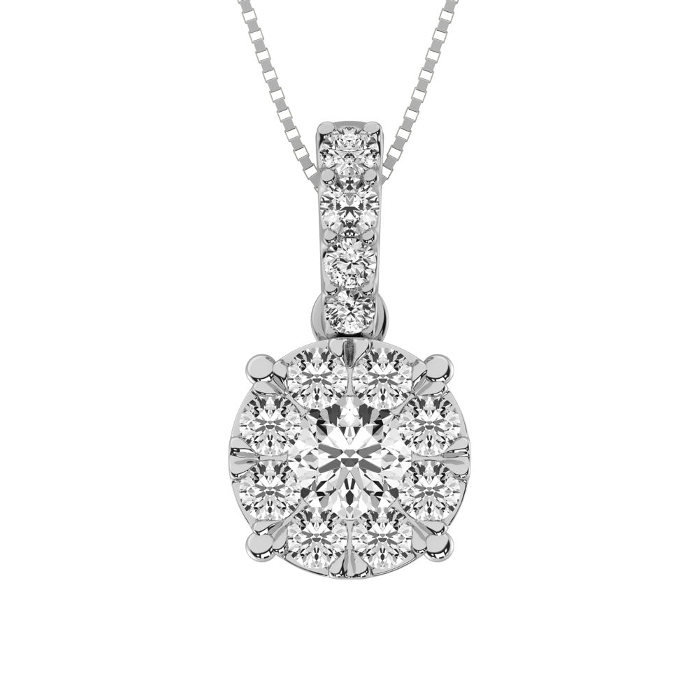 14K White Gold 1 Ctw Diamond Fashion Pendant