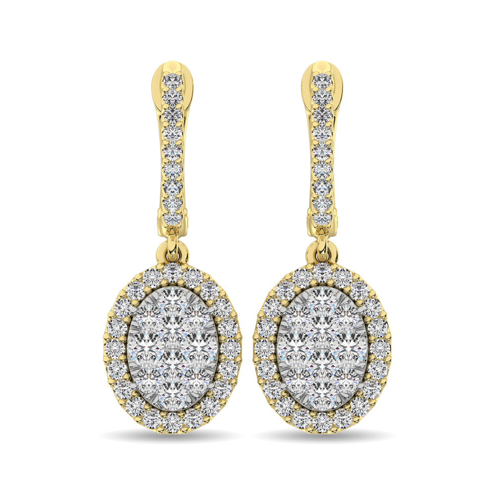 14K Yellow Gold 3/4 Ctw Diamond Drop Earrings