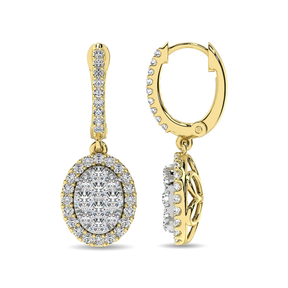 14K Yellow Gold 3/4 Ctw Diamond Drop Earrings