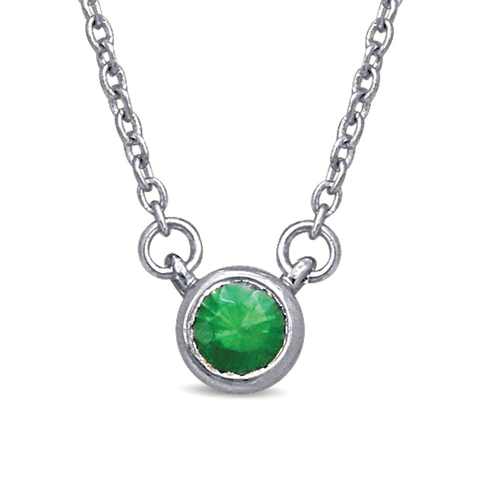 10K White Gold 1/10 Ctw Round Tsavorite Necklace