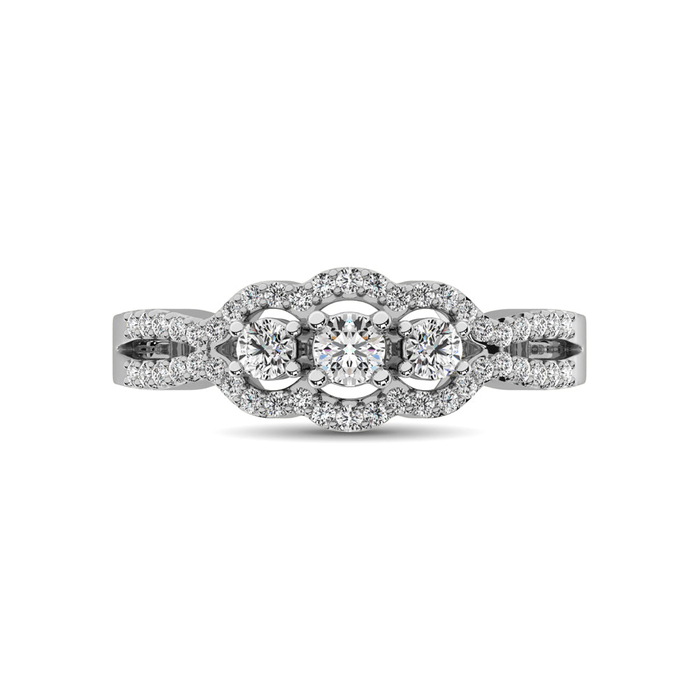 14K White Gold 1/2 Ct.Tw. Diamond Engagement Ring