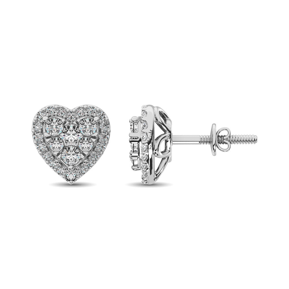 Diamond 3/4 ct tw Heart Earrings in 14K White Gold