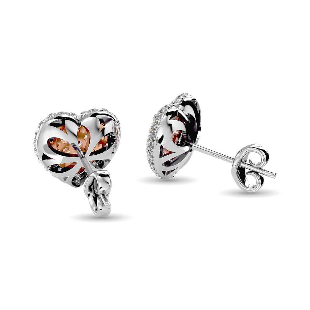Diamond 5/8 Ct.Tw. Heart Earrings in 14K Two Tone Gold