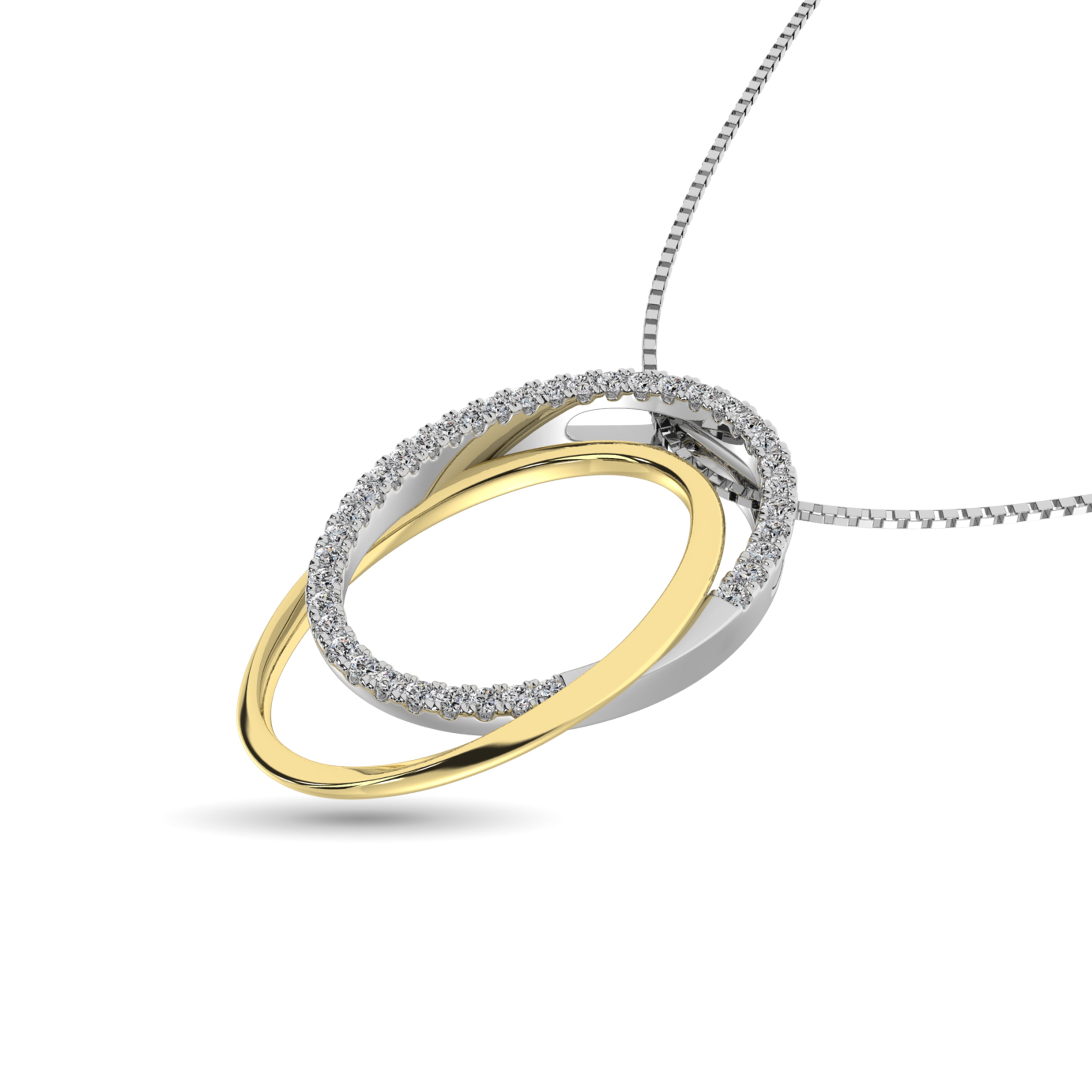 Diamond 1/6 ct tw Oval Shape Pendant in 14K Two Tone Gold