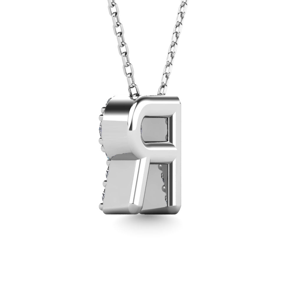 Diamond 1/8 Ct.Tw. Letter R Pendant in 14K White Gold""