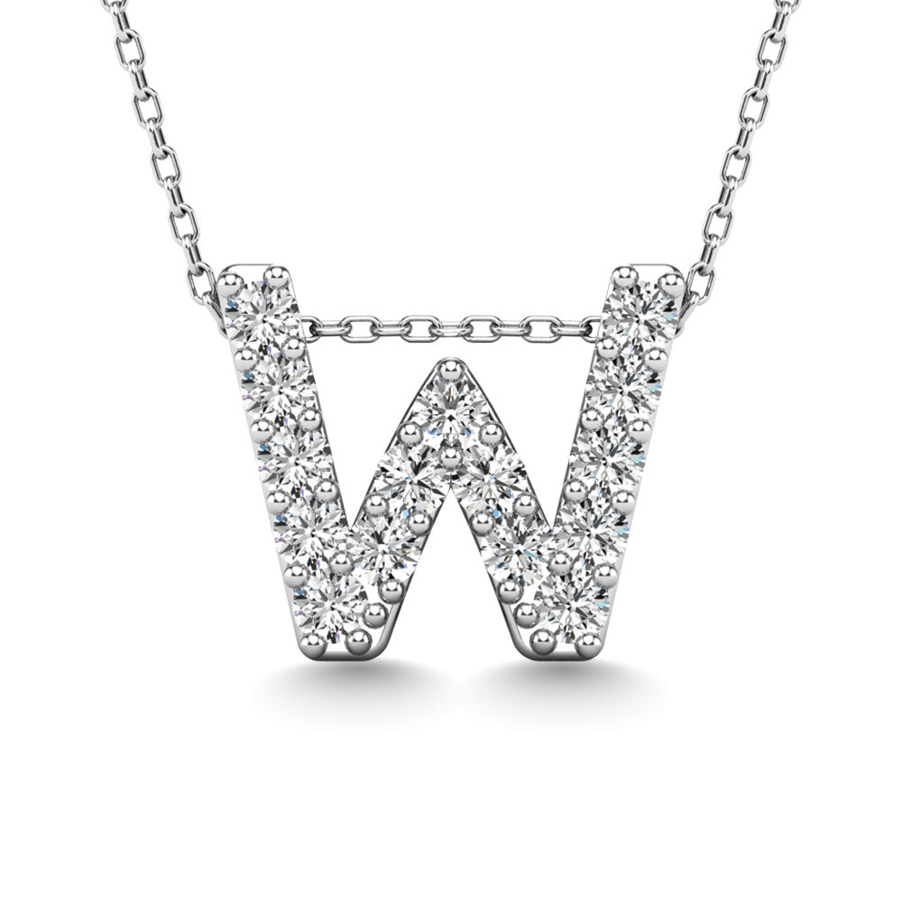 Diamond 1/6 Ct.Tw. Letter W Pendant in 14K White Gold""