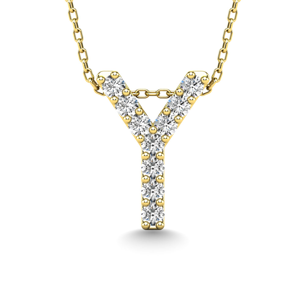 Diamond 1/10 Ct.Tw. Letter Y Pendant in 14K Yellow Gold""