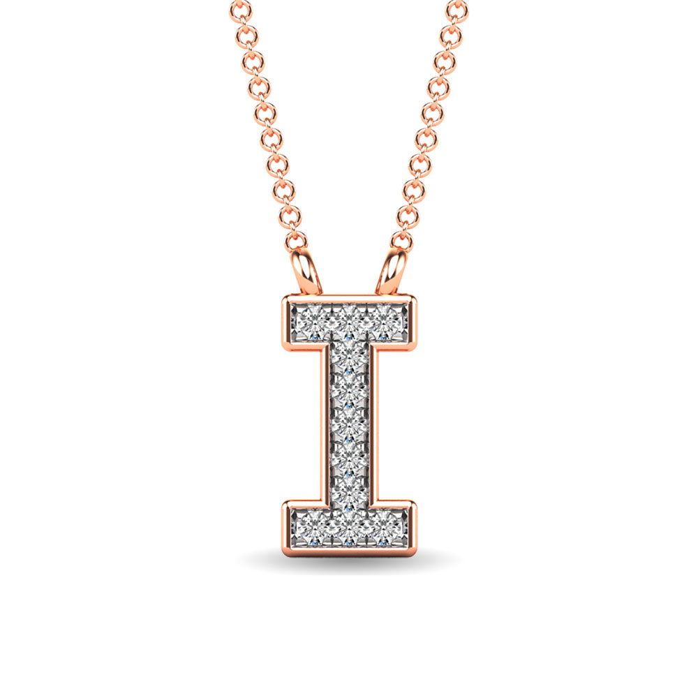 Diamond 1/20 Ct.Tw. Letter I Pendant in 10K Rose Gold""