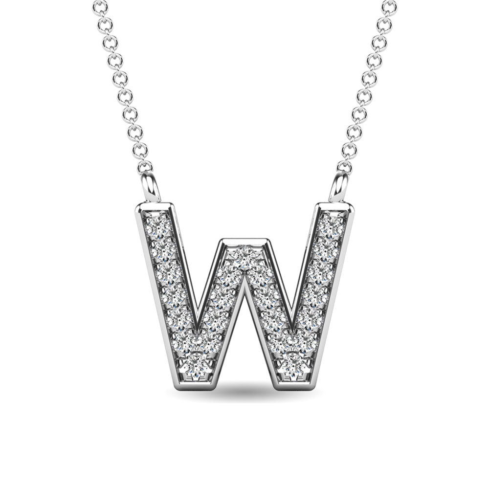 Diamond 1/20 Ct.Tw. Letter W Pendant in 10K White Gold""