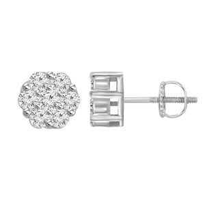 LADIES EARRINGS 1/6 CT ROUND DIAMOND 10K WHITE GOLD