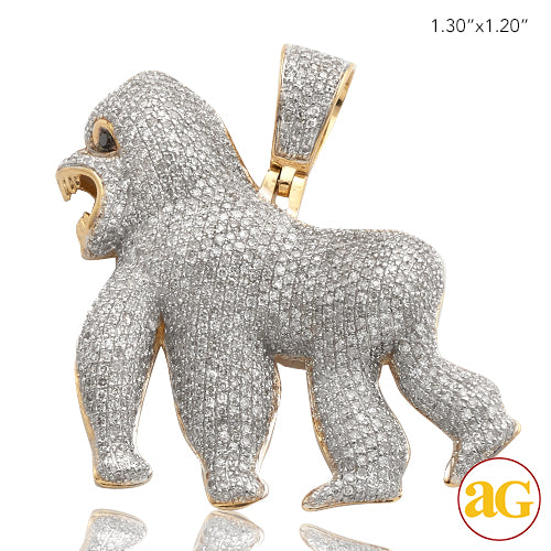10KY 2.20CTW DIAMOND SILVERBACK GORILLA PENDANT