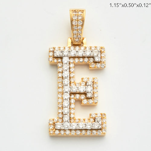 10KY 0.85CTW DIAMOND 3D TWO TONE LETTER PENDANT