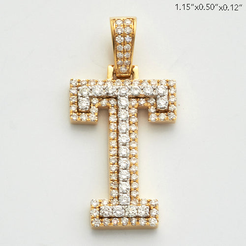10KY 0.80CTW DIAMOND 3D TWO TONE LETTER PENDANT