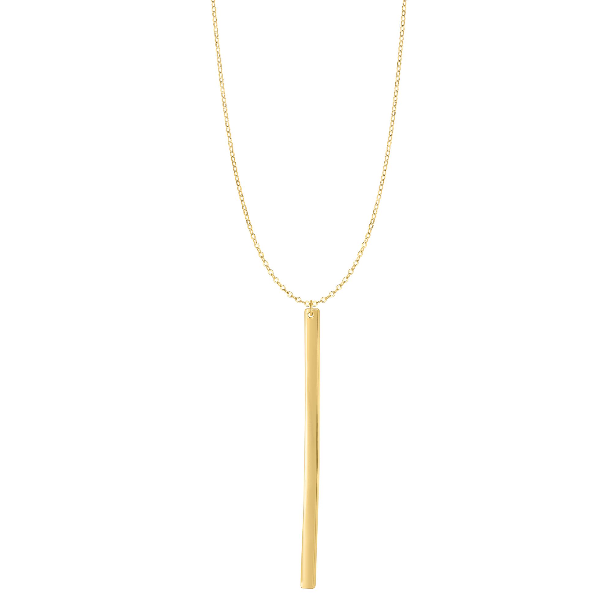 14K Gold Polished Bar Lariat Necklace
