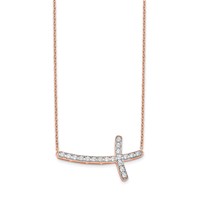 14KR Lab Grown Diamond SI1/SI2, G H I, Sideways Cross 18in Necklace