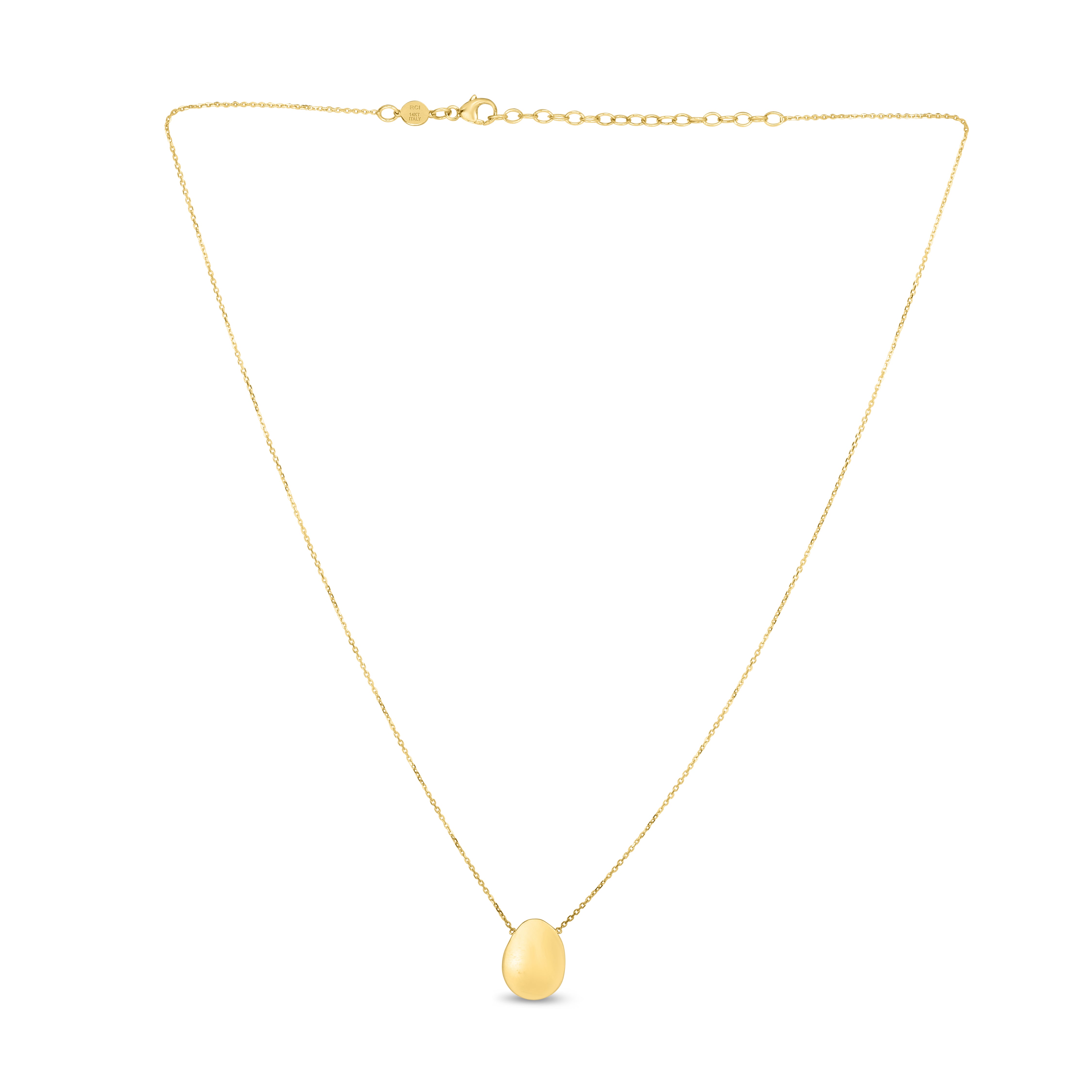 14K Gold Polished Bean Necklace