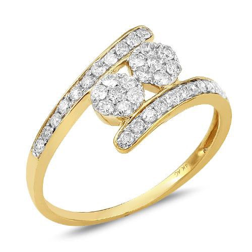 14KY 0.50CTW DIAMOND TWO STONE FLOWER RING